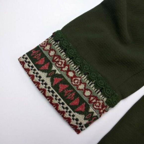 Arianna By Howard's Green Embroidered Shirt S/M - Picture 5 of 8